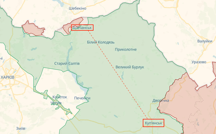 Ситуация на Харьковщине, Волчанск Харьковская область карта, Волчанск на карте, Волчанская на карте Харьковской области, Харьков наступление, наступление на Харьков