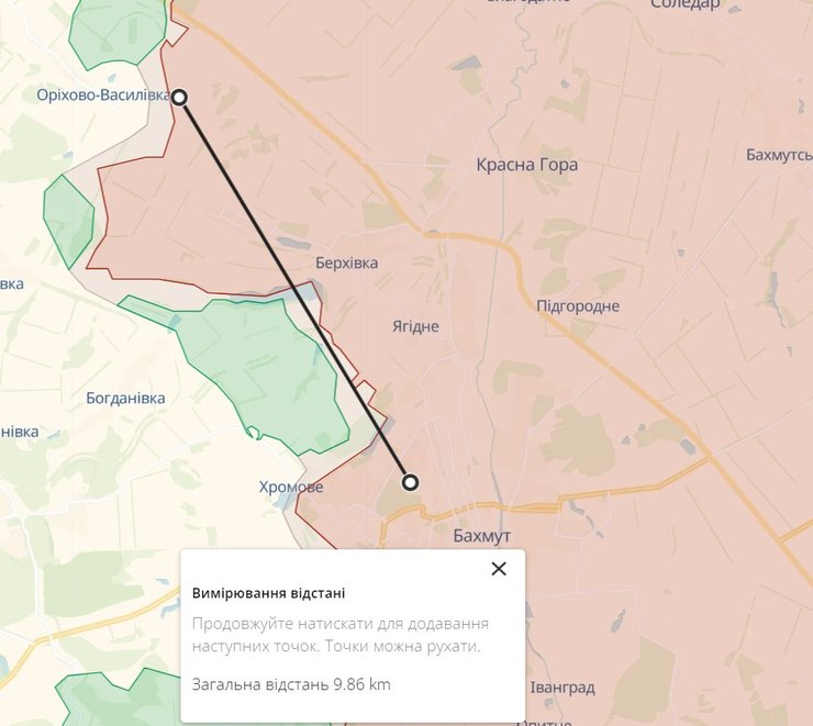 Бахмутський напрям: ділянка біля Оріхово-Василівки