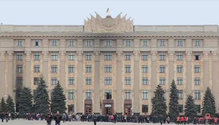 Харківська ОДА, захоплення Харківської ОДА, Харківська ОДА 8 квітня, ХНР