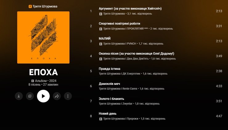 Третья штурмовая бригада, 3 ОШБр, какие песни альбом Эпоха, альбом Эпоха