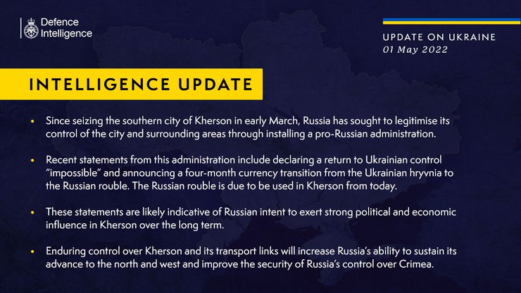 Херсон оккупация ХНР референдум Россия Крым рубль разведка Великобритания