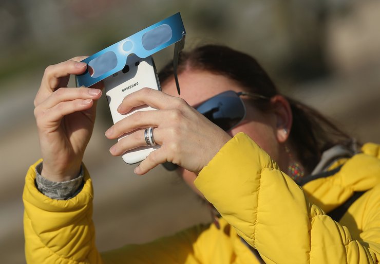 девушка, очки, телефон, фото