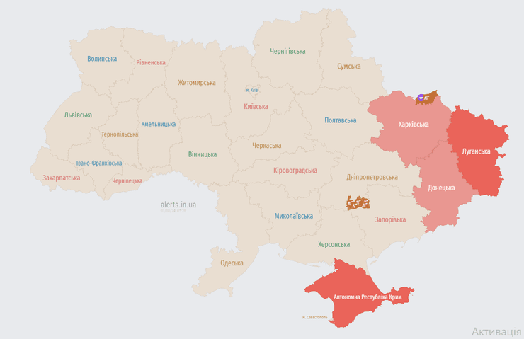 Карта тревог 1.08.2024