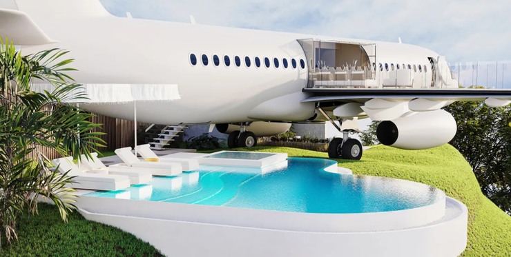 Boeing 737 превратили в частную виллу, Бали, жилье, недвижимость, Феликс Демин, видео