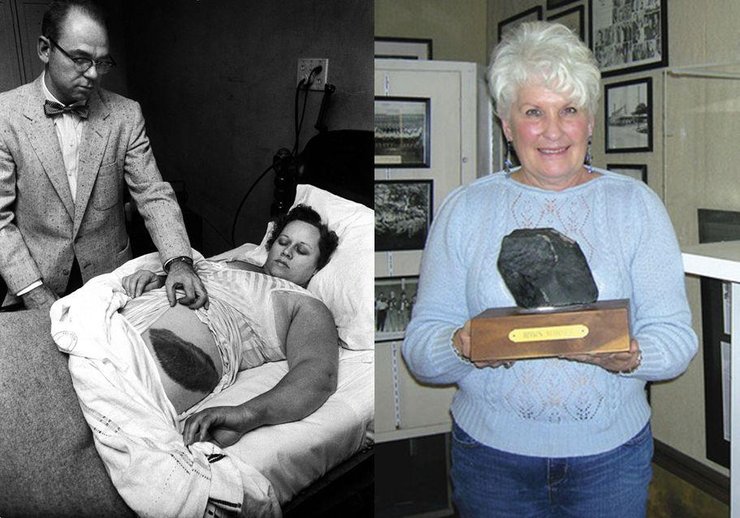 Метеорит попал в женщину, метеорит, Энн Ходжес,  пострадала от метеорита,