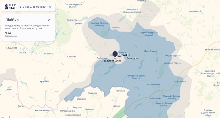 Расстрел украинских бойцов, Зеленый Шлях, Леонидово, Курская область, 10 октября, карта, DeepState