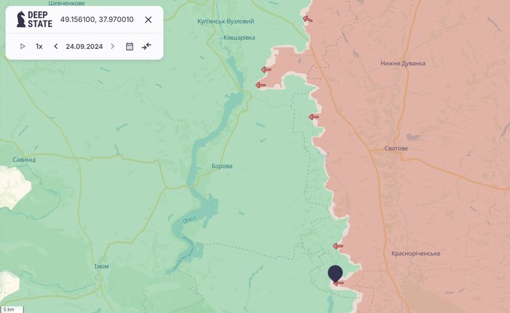 Бои на Донбассе, Лиманское направление, 24 сентября, DeepState, Невское, карта