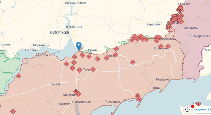 Каменское на карте боевых действий