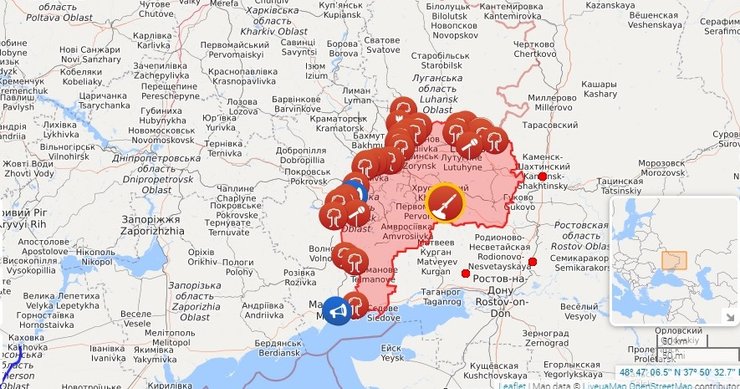 Обстрелы на донбассе, карта донбасса, линия соприкосновения, линия фронта, война на донбассе, обострение на донбассе