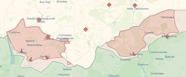 Карта боевых действий в Харьковской области