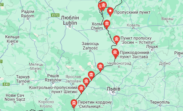 Прикордонні пункти пропуску Україна - Польща