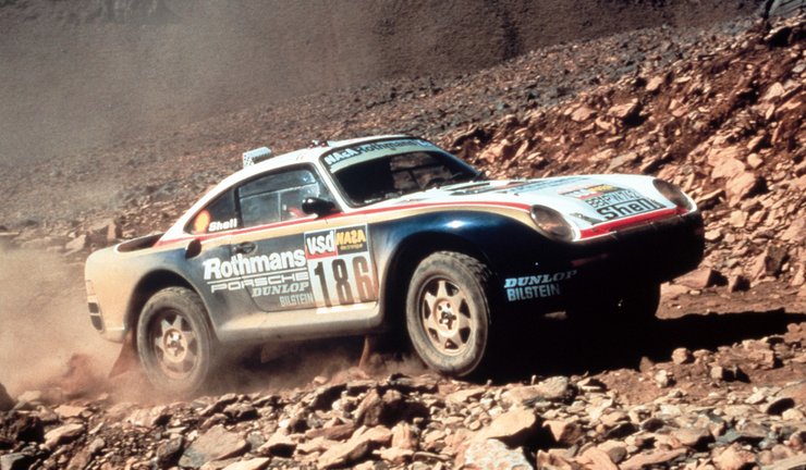 Porsche 959 на ралли-рейде Париж-Дакар в 1985 году