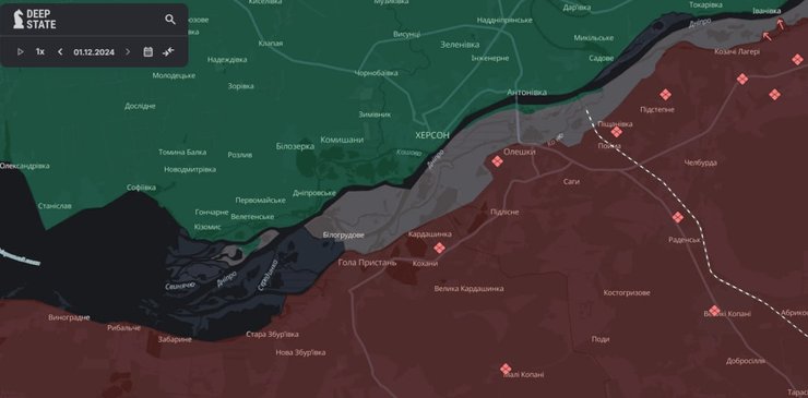 Карта ситуації на Херсонщині