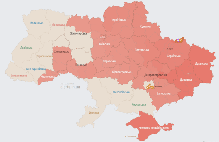 Карта воздушных тревог