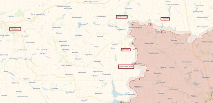 Бои на востоке, Покровское направление, карта, 18 июня