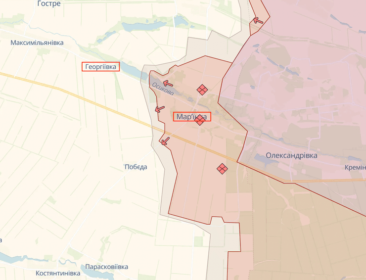 Мар'їнка, Георгіївка, карта бойових дій, війна в Україні, останні новини з фронту