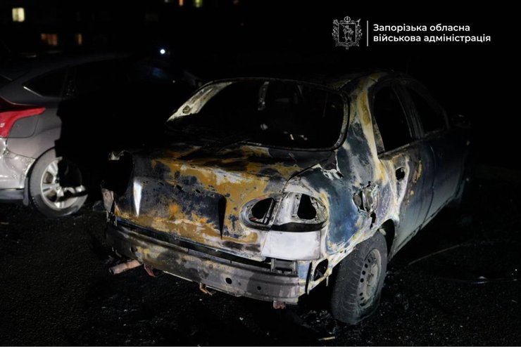 Сгоревшее авто Запорожье