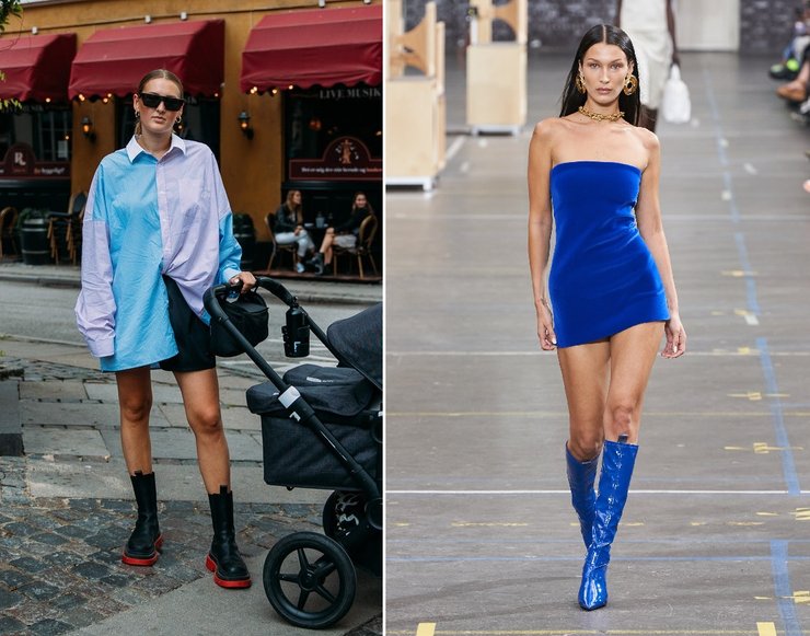 яркие сапоги - тренд обуви осень 2021