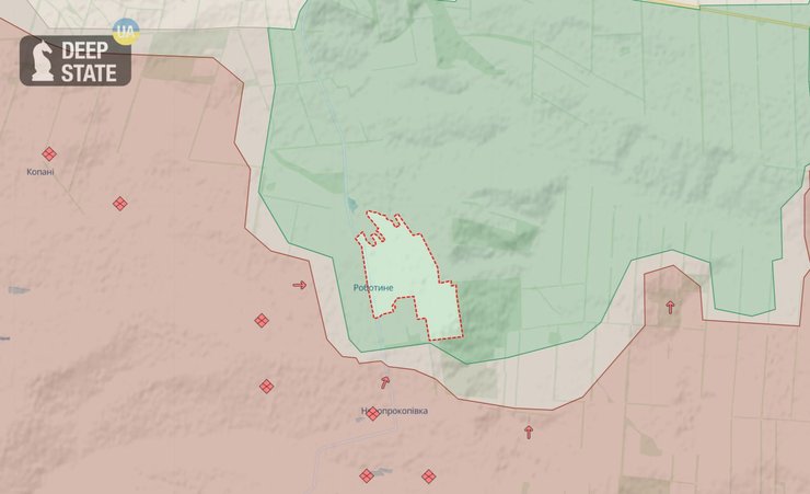Ситуация в районе села Роботино, карта боевых действий