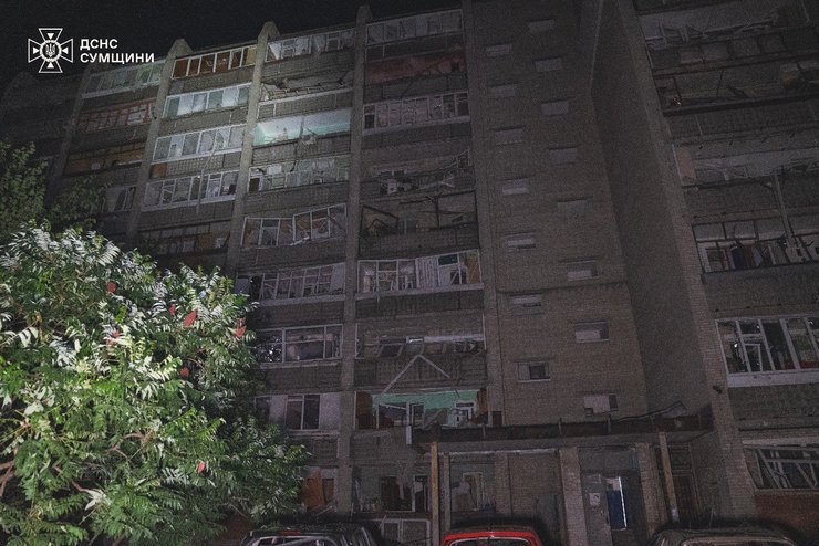 Последствия ночной атаки в Сумах