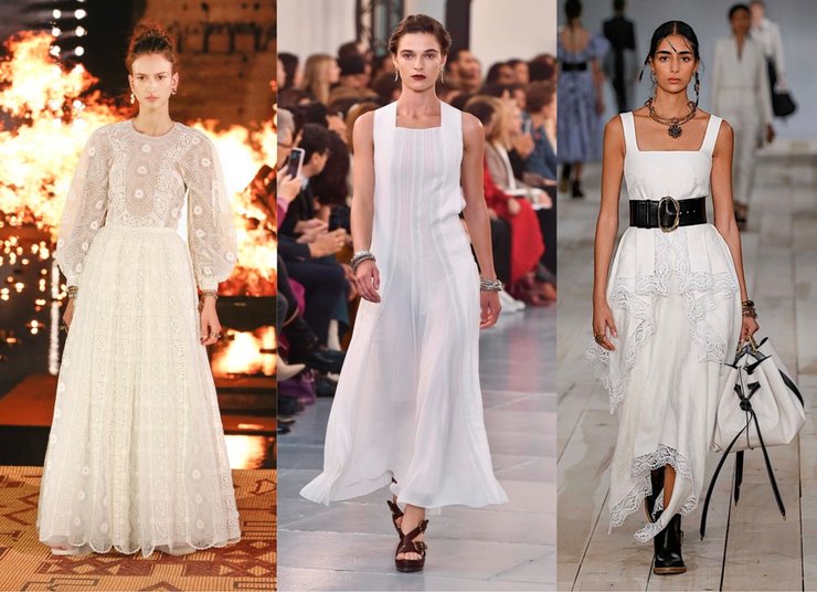 кружева, платья, белые платья, мода, лето 2020, фото