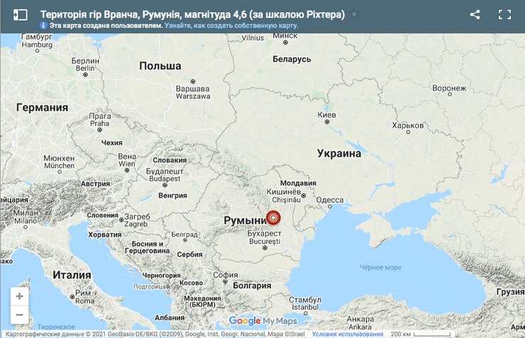 румыния, землетрясение, карта