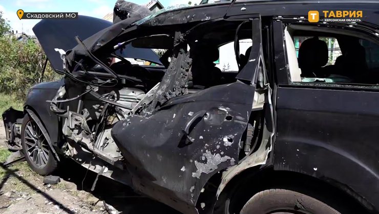 Внаслідок удару БпЛА постраждалало авто колаборанта Олександра Дудки