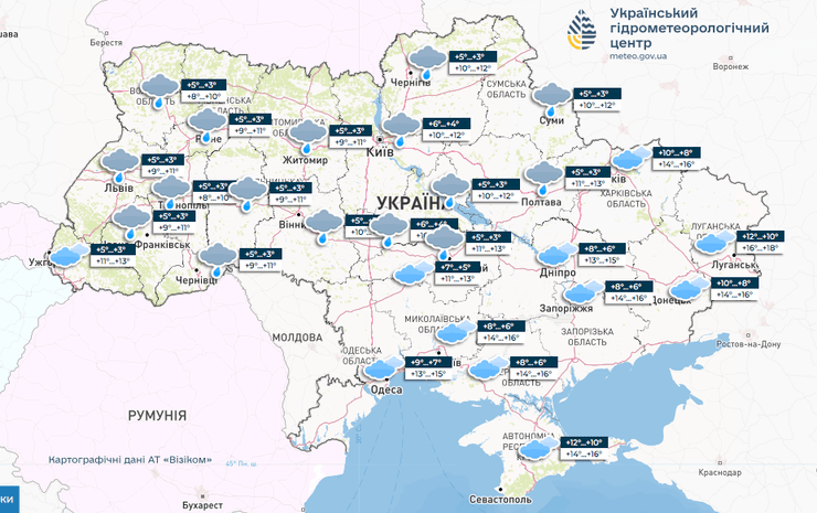 Карта погоды на 19 апреля