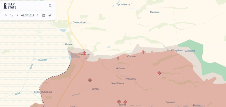 Окуповане село Лобкове на мапі DeepState
