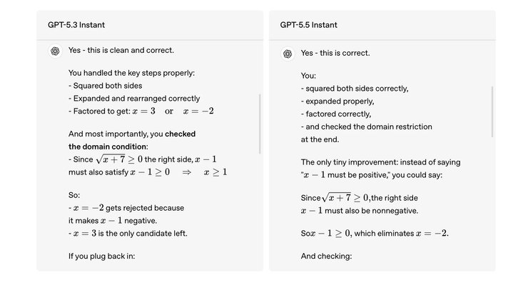 GPT-5.3 Instant против GPT-5.5 математика