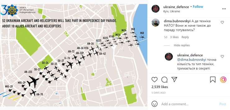 Инфографика и комментарий Минобороны в Instagram - Eurofighter Typhoon не указаны