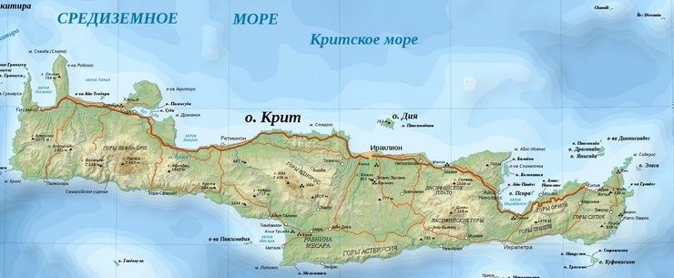 Крит, карта, остров, Средиземное море