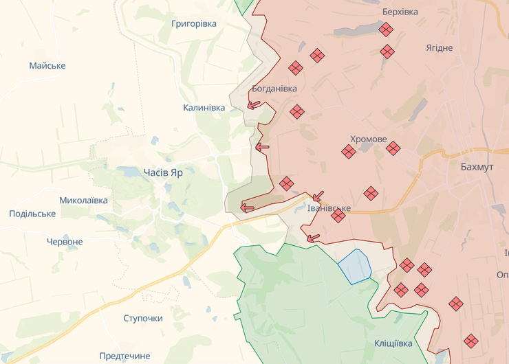 Краматорское направление, карта