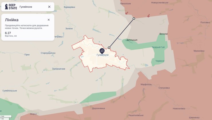 Карта боїв біля Гуляйполя станом на 17 листопада, DeepState