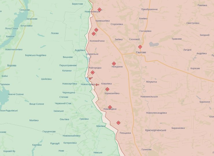 Карта боевых действий на Купянском направлении. Источник: deepstatemap