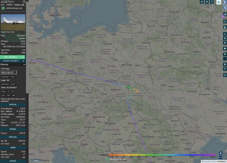 Маршрут літака Ан-124