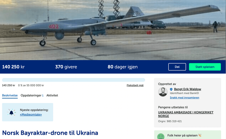 Сбор средств на норвежской краудфандинговой платформе.