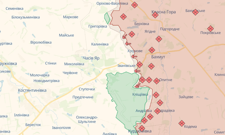 DeepState, карта боїв, Бахмут