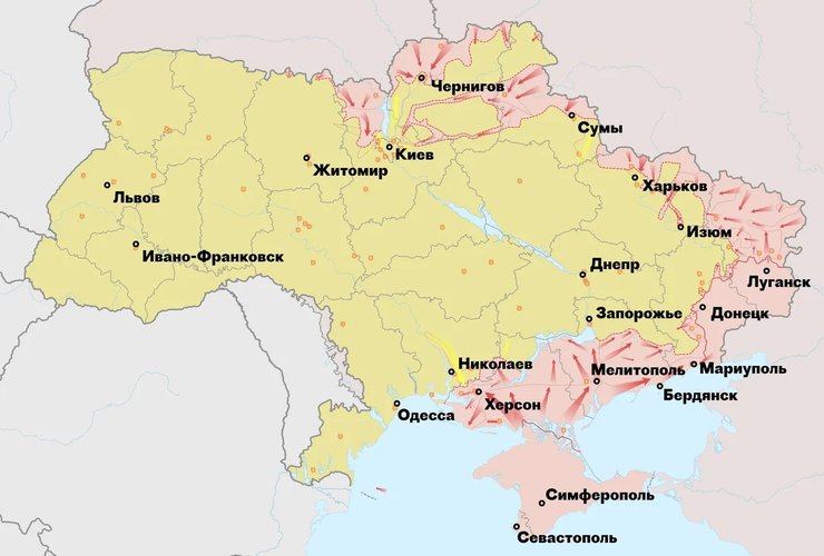 Карта Украины боевые действия