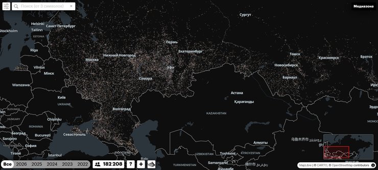 Скриншот карты потерь российской армии 2022-2026 годы