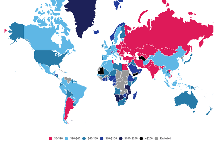 стоимость интернета в разных странах