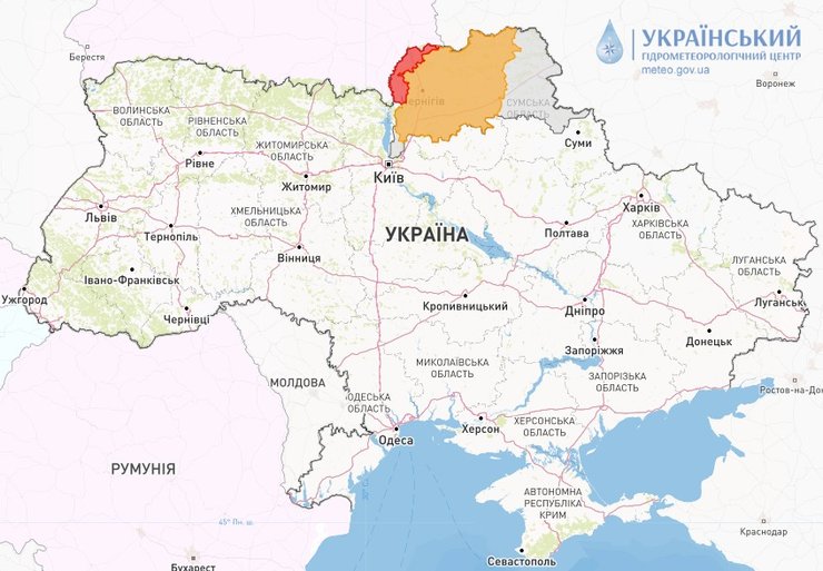 Красный — 3 уровень опасности, оранжевый — 2 уровень опасности