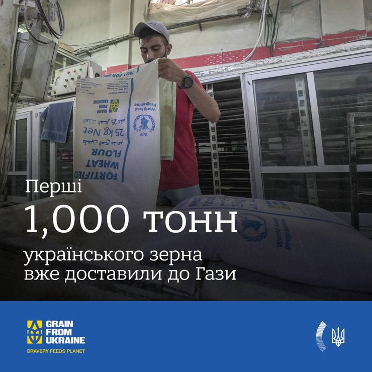 Украина доставила 1000 тонн зерна в Палестину