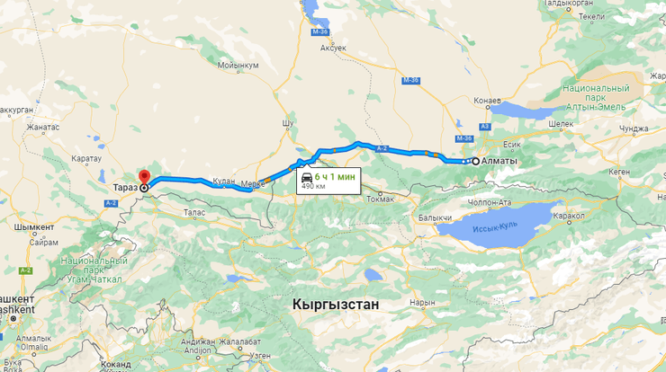 від Алмати до Тараза приблизно 500 кілометрів