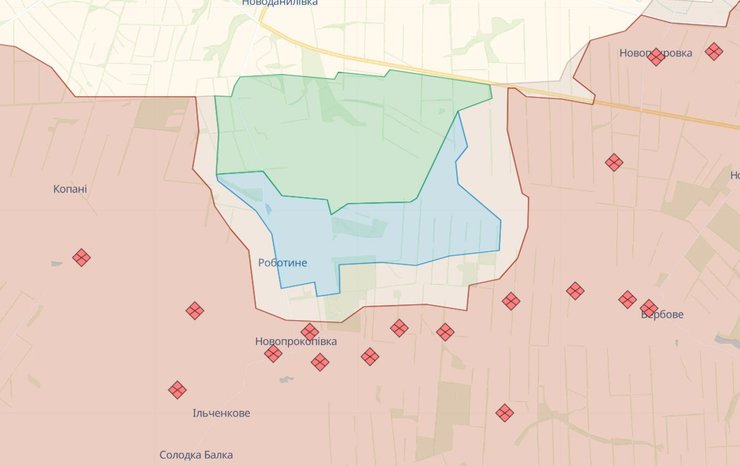 Роботине та Вербове на карті, фото