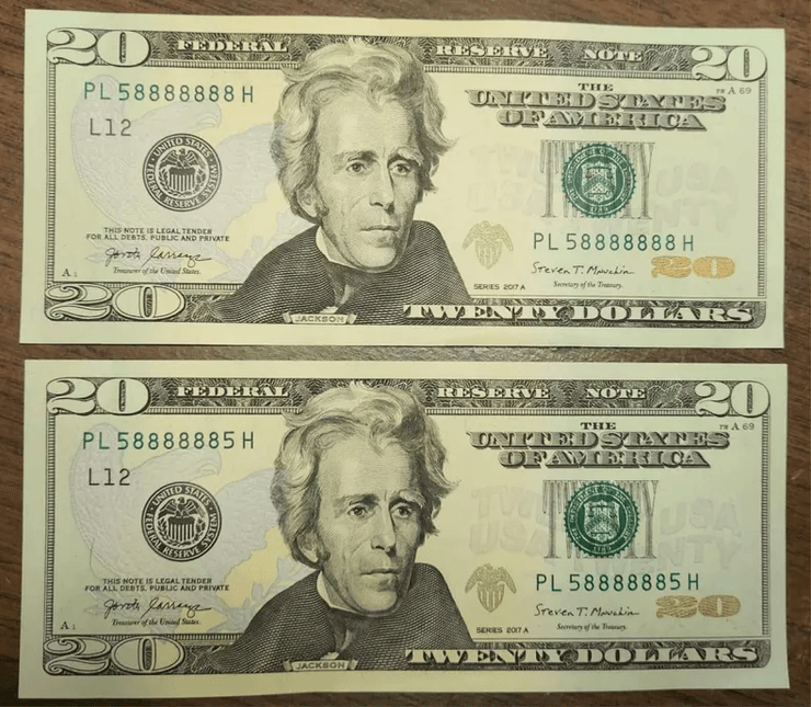 Деньги, доллары, редкая купюра, редкая находка, ценная находка, серийный номер, мечта коллекционера, банкнота