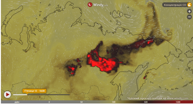 якутия, углекислый газ, карта