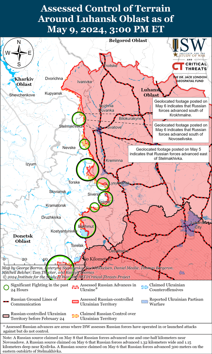 Бої на сході, карта, 10 травня, ISW, Куп'янськ