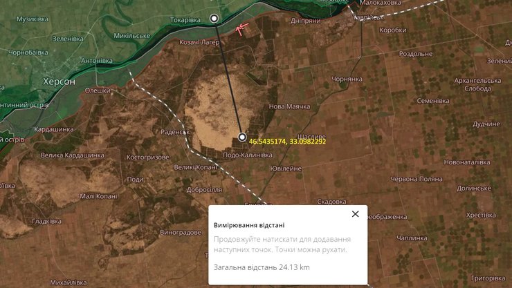 Полигон в Подо-Калиновке, 21 февраля, карта, Херсонской области