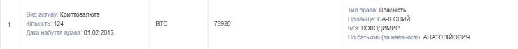 Депутат Владимир Пачесный задекларировал 124 биткоина